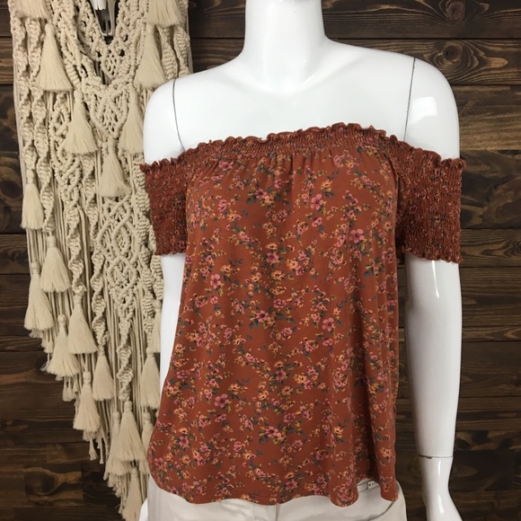 American Eagle Outfitters Tops - AEO | Smocked Off Shoulder Floral Blouse